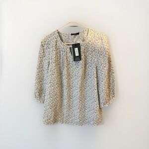 VALOLIA Womens Floral Blouse Medium Purple Green Lightweight Casual NEW